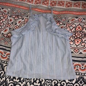 High neck ruffle tank